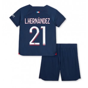 Paris Saint-Germain Lucas Hernandez #21 Dětské Domácí dres komplet 2023-24 Krátký Rukáv (+ trenýrky)